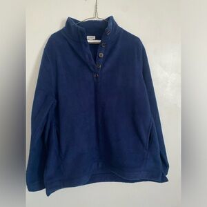 Jcrew factory soft Sherpa pull over with pockets navy blue X-Large